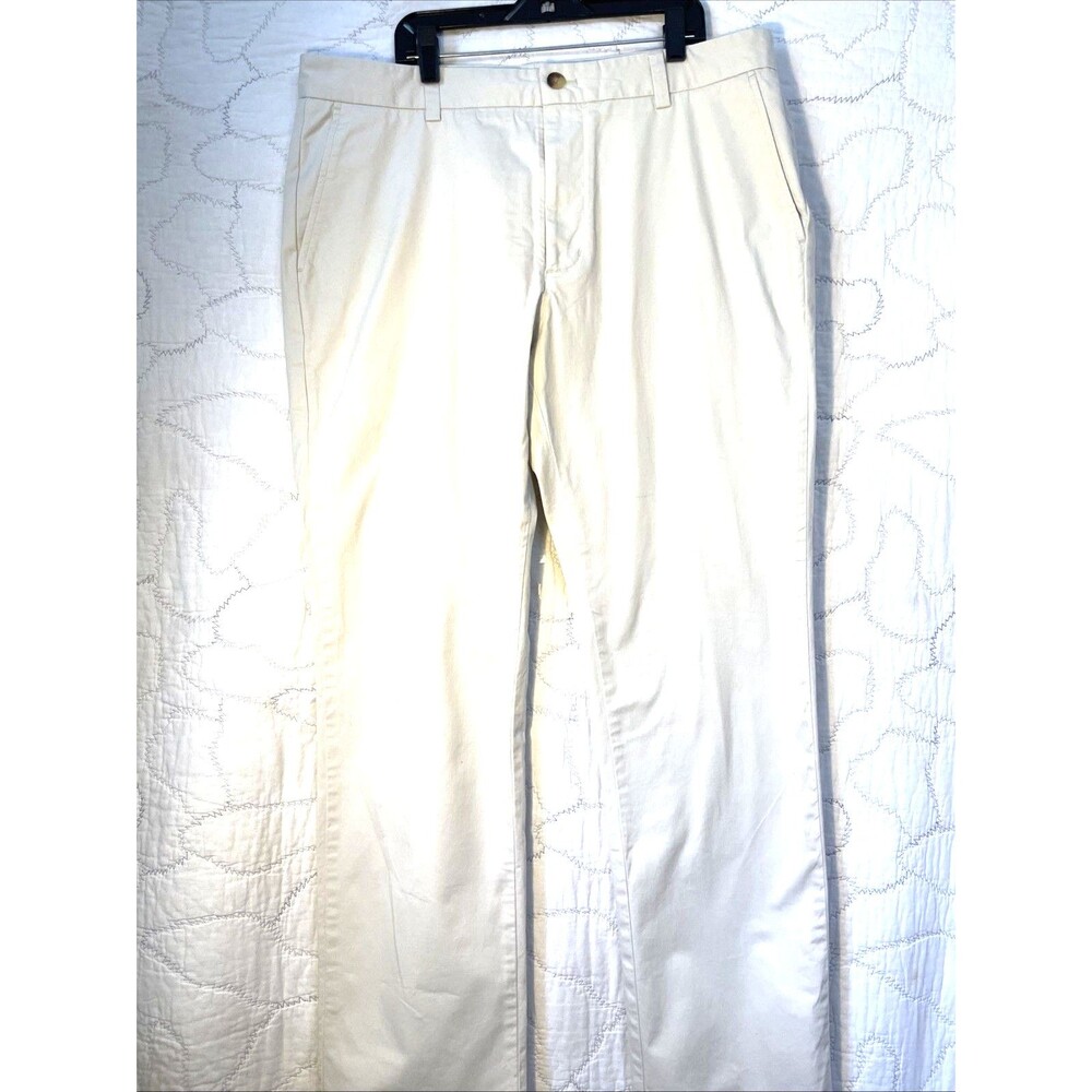 Vineyard Vines Men's Beige Cotton Flat Front Straight  Casual Pants 36x32